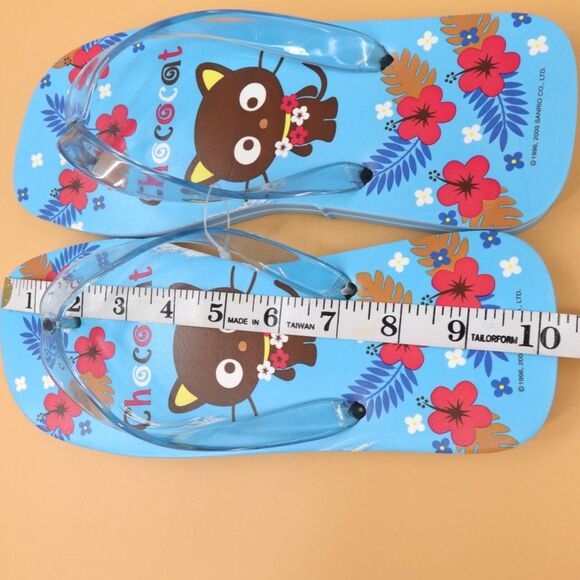 Vintage 2005 Sanrio Hello Kitty Chococat Flip Flops Womens Size Large Blue - Picture 9 of 12